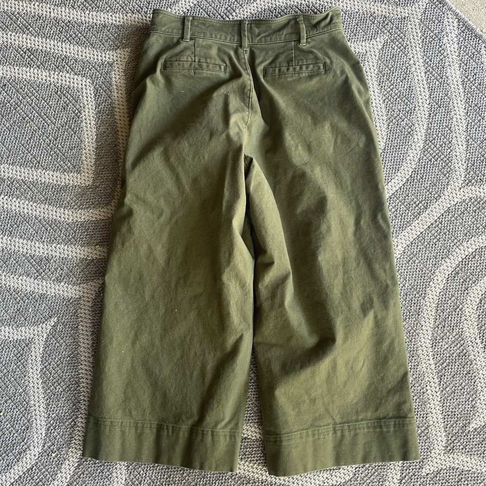 Madewell Langford pants chino jeans cropped size 27 military green wide leg - Picture 7 of 9